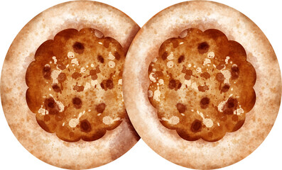 watercolor bialy bread