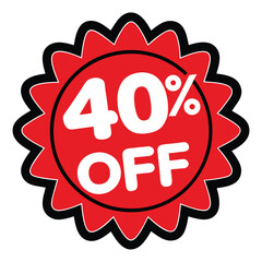 Red and Black 40 Percent Off Sale Promotional Sticker Badge