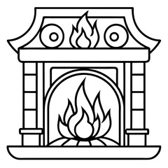 Cozy Hearth Minimalist Line Illustration