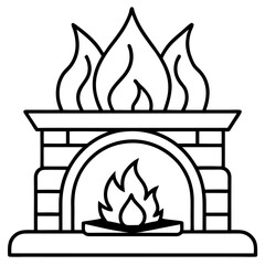 Cozy Hearth Minimalist Line Illustration