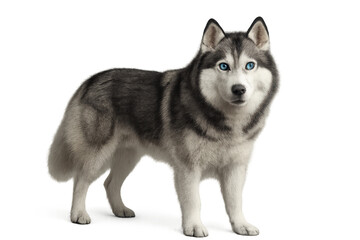 Fototapeta premium Beautiful Husky dog standing isolated on a transparent background, posing well