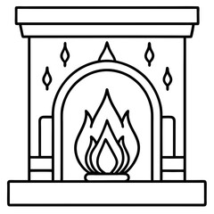 Cozy Hearth Minimalist Line Illustration