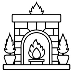 Cozy Hearth Minimalist Line Illustration