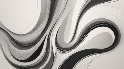 Flowing abstract organic lines on neutral background, soft curves, fluid movement, calm monochrome tone