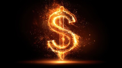 Glowing Abstract Dollar Sign with Finance Elements and Effects