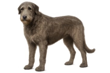 Majestic Irish Wolfhound dog standing isolated on transparent background