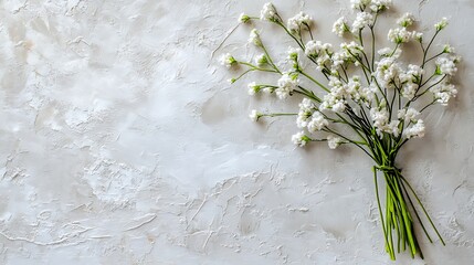 Delicate white flowers on textured surface