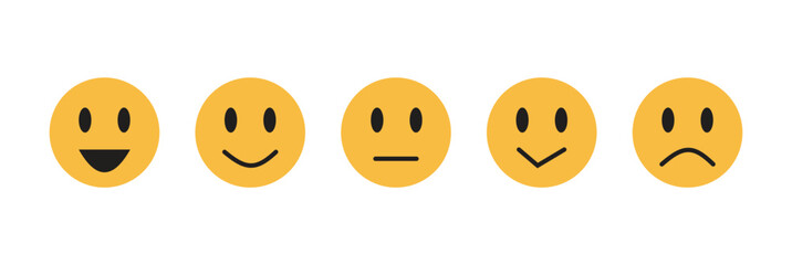 Obraz premium Emoji feedback rating icons set, Happy to&nbsp;sad&nbsp;faces, smiley icons