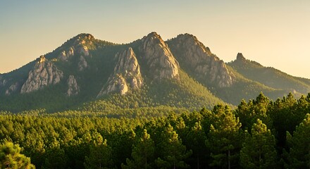 A breathtaking panorama of green valleys, high mountains, and a clear sky under summer clouds