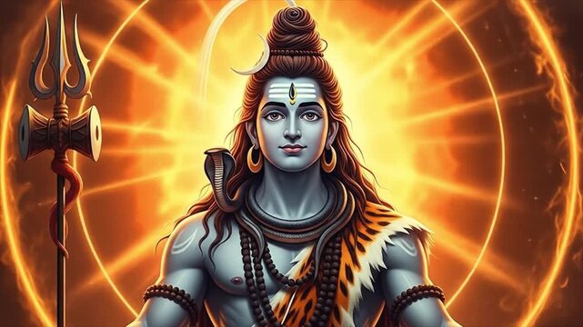 Lord shiva wallpaper - Divine Hindu God Shiva with Trishul and Radiant Aura, Symbol of Creation and Destruction, Spiritual Meditation and Cosmic Energy