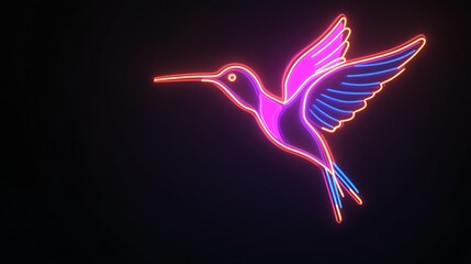 Obraz premium Neon hummingbird graphic