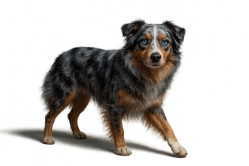 Majestic Australian Shepherd dog with blue eyes isolated on transparent background
