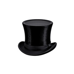 black top hat on white background