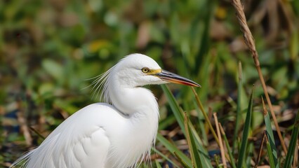 Lively and bright nature scene with a Little Egret in vibrant colors