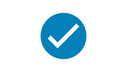 Blue check mark inside a circle isolated on transparent background