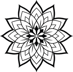 Fototapeta premium Black and white lotus flower vector illustration with floral pattern and vintage decorative elements