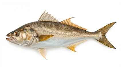 Naklejka premium Taxidermied fish specimens showcased on a clean white background, left-facing trophies.