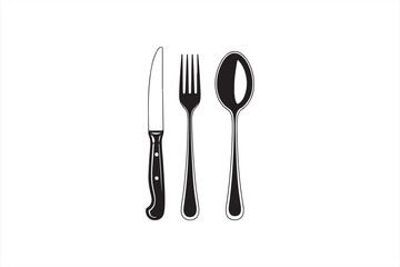Black Cutlery Set with Knife, Fork, and Spoon
