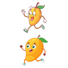Naklejka premium Cartoon Mango Characters Running 
