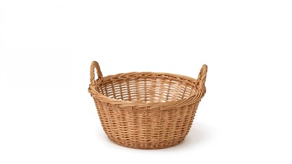 Obraz premium Bare wicker container on a white background