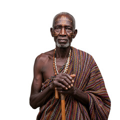 Wise African tribal elder in traditional clothing