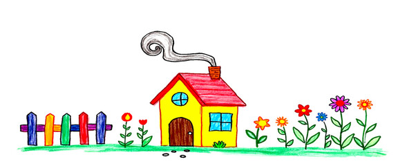 Vector hand drawing colorful house 
