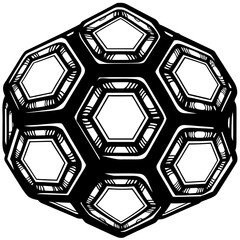 Vector art of a complex black and white geometric mandala isolated on white background