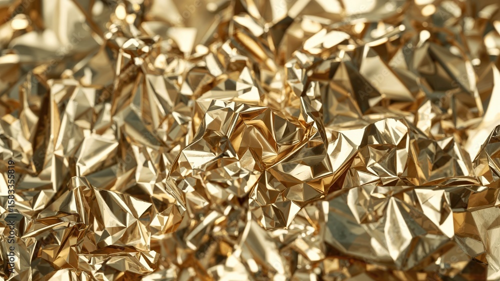 Poster detailed capture of crumpled metal foil emphasizing texture with narrow depth of field