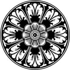 Vector art of a beautiful floral mandala pattern design in black and white