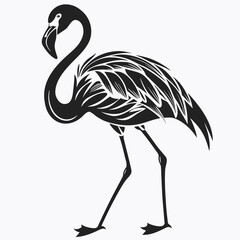 Fototapeta premium Vector art of a black silhouette of a flamingo isolated on white background