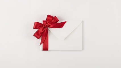 White Background Highlighting a Card with a Crimson Bow
