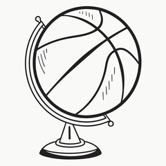 Vector art of a basketball globe is displayed isolated on white background