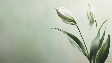 Delicate white tulips against a soft pastel background