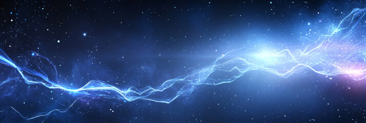 Abstract blue and purple light rays forming nebula pattern, suitable for background