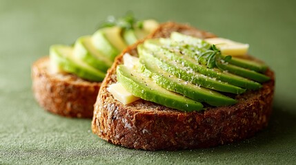 Sliced avocado sandwich