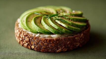 Sliced avocado sandwich