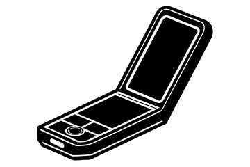 Retro Open Flip Phone Isolated on White Background &ndash; Vintage Mobile Concept