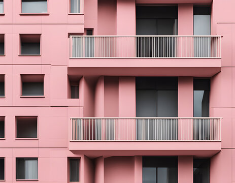 Abstract modern architecture Geometric clear pink building design background