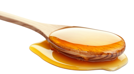 PNG, Honey splash, spoon with liquid honey, isolated on white background, created with Generative AI technology