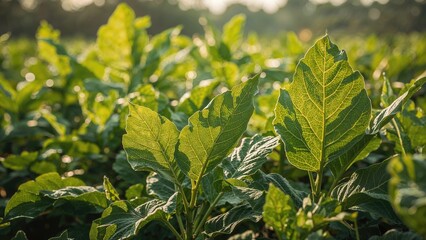 Fuzzy background featuring cassava vegetation