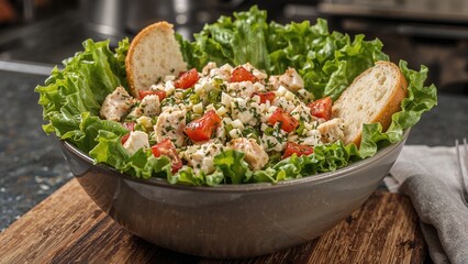 Big Bowl Containing Caesar Salad