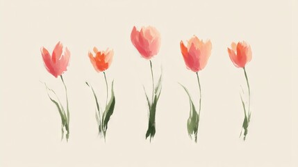 Tulips made with watercolors