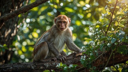 Fototapeta premium A Monkey Chilling on a Tree