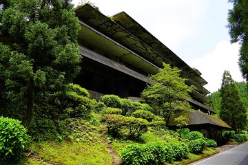 Monte Palace Hotel ruins on the island of Sao Miguel, Azores. Lost place in Portugal. 