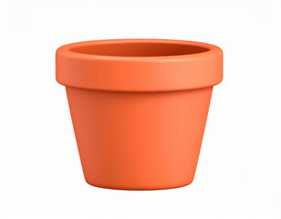 Orange terracotta flower pot with decorative studs isolated on transparent background