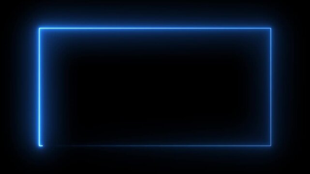 Glowing neon square frame animation. luminous banner animation. 