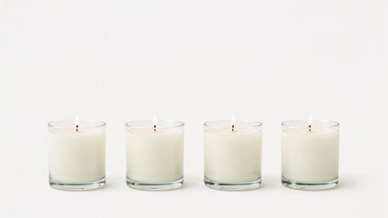 A collection of holiday-themed candles displayed on a plain white surface.