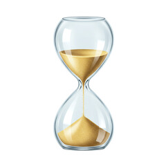 Glass Hourglass with Golden Sand in Transparent Background