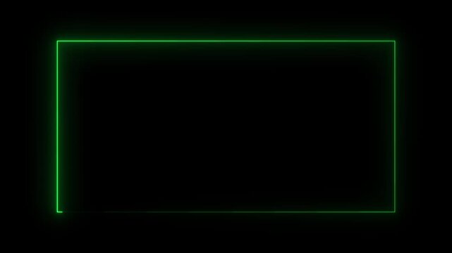 Glowing neon square frame animation. luminous banner animation. 