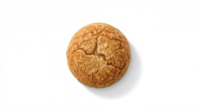 Brown bread biscuit isolated against a white backdrop